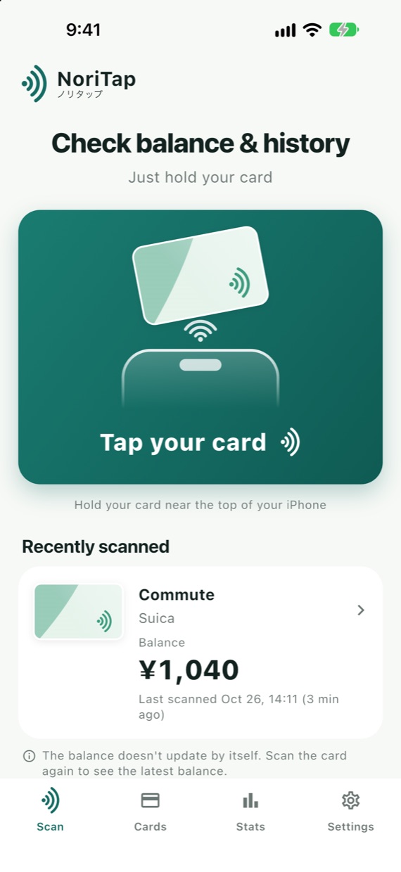 Tap your card to read it